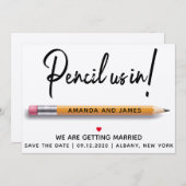 Modern eenvoudig potlood is in karton save the date (Voorkant / Achterkant)