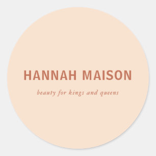 Modern, eenvoudig, professioneel, salon, perzik ronde sticker