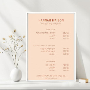 Modern Eenvoudig, Professioneel, Salon, Prijslijst Poster