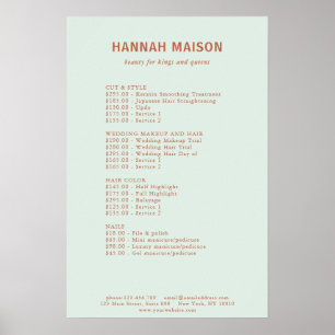 Modern Eenvoudig, Professioneel, Salon, Prijslijst Poster