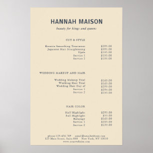 Modern Eenvoudig, Professioneel, Salon, Prijslijst Poster