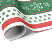 Modern Eenvoudig Rood en Groen Strepen Kerstmis Cadeaupapier (Rol Hoek)
