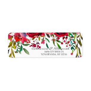 Modern Eenvoudig Rood Rose Bruiloft Label