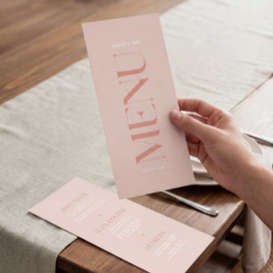 Modern Eenvoudig Roze Rand Trouwmenu Menu