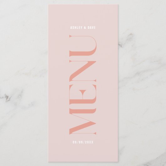 Modern Eenvoudig Roze Rand Trouwmenu Menu (Voorkant)