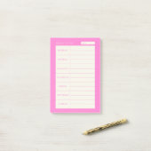 Modern eenvoudig roze wekelijks post-it® notes (Op bureau)