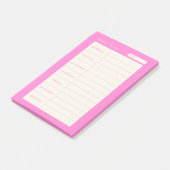 Modern eenvoudig roze wekelijks post-it® notes (Schuin)
