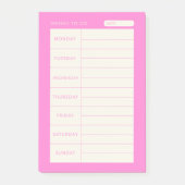 Modern eenvoudig roze wekelijks post-it® notes (Voorkant)