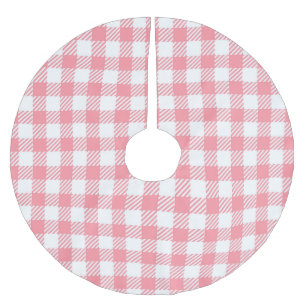 Modern Eenvoudig Roze Wit Gingham Check Kerstboom Rok
