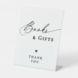 Modern Eenvoudig Script Baby shower Boeken en gesc Reclamebord Met Voetstuk