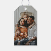 Modern Eenvoudig Script Foto Vrolijk Kerstfeest Cadeaulabel (Voorkant)