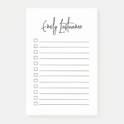 Modern eenvoudig script gepersonaliseerde notities post-it® notes (Voorkant)