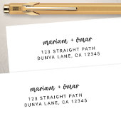 Modern eenvoudig script naam bruiloft retour adres etiket