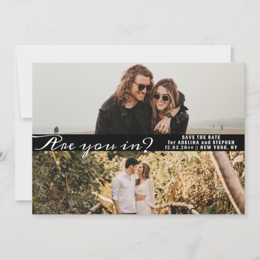 Modern Eenvoudig Script Twee Fotogalerij QR CODE Save The Date (Voorkant)