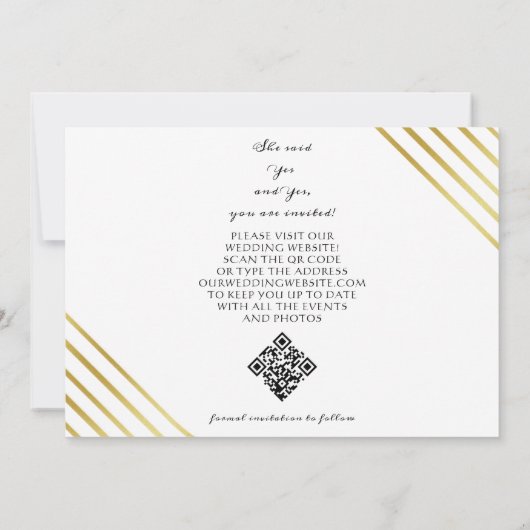 Modern Eenvoudig Script Twee Fotogalerij QR CODE Save The Date (Achterkant)