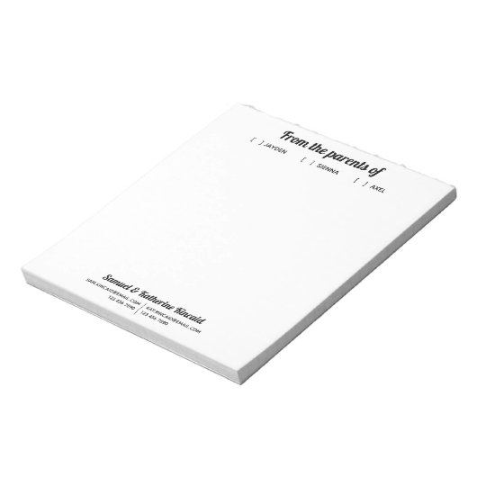 Modern eenvoudig script van de ouders van notitieblok (Gedraaid)