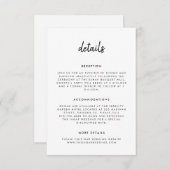 Modern eenvoudig script zwart-wit bruiloft informatiekaartje (Voorkant / Achterkant)