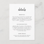 Modern eenvoudig script zwart-wit bruiloft informatiekaartje (Voorkant)