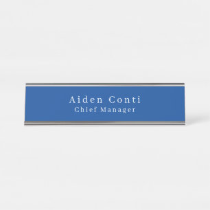 Modern Eenvoudig Sober Diepblauw Minimalistisch Bureau Naambordje