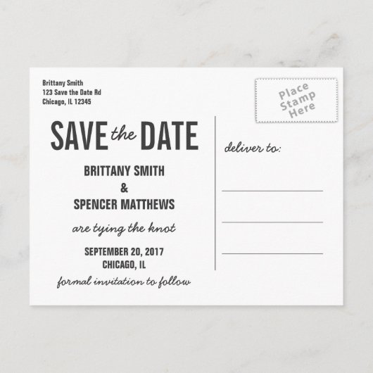 Modern Eenvoudig sparen de Datum Aankondigingskaart (Achterkant)