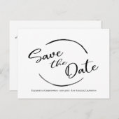 Modern eenvoudig sparen de datum minimalistisch zw briefkaart (Voorkant / Achterkant)