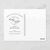Modern eenvoudig sparen de datum minimalistisch zw briefkaart (Achterkant)