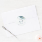 Modern Eenvoudig Stoffig Blauw Strand Bruiloft Dan Ronde Sticker (Envelop)