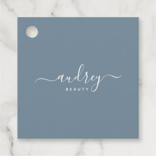 modern Eenvoudig stoffige blauwe handtekening Typo Bedankjes Labels
