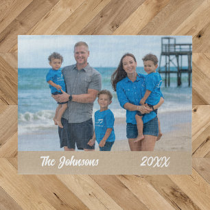 Modern Eenvoudig Strand Familie Foto Jigsaw Puzzel