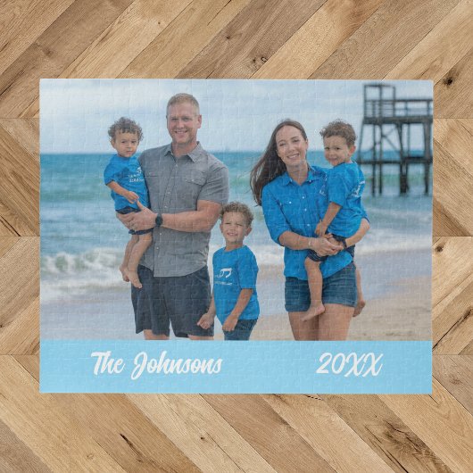 Modern Eenvoudig Strand Familie Foto Jigsaw Puzzel