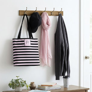 Modern eenvoudig streepjes monogram draagtas