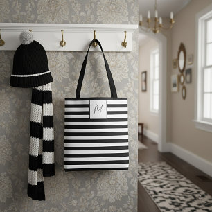 Modern eenvoudig strepen monogram draagtas