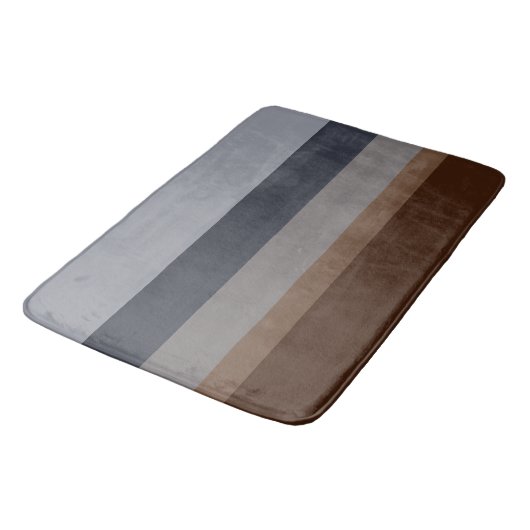 Modern Eenvoudig Stripe Design in Blues en Grey Badmat (Gekanteld)