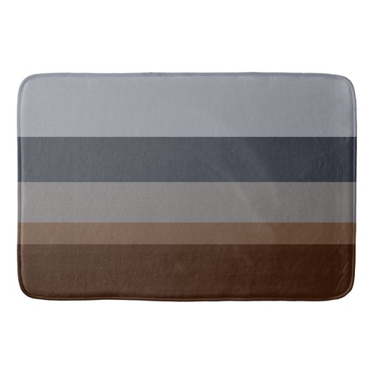 Modern Eenvoudig Stripe Design in Blues en Grey Badmat (Voorkant)