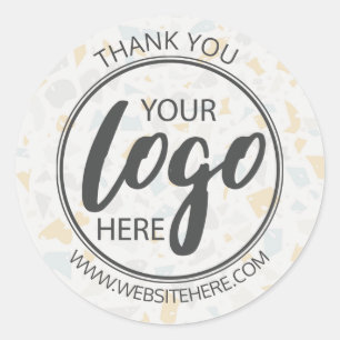 Modern eenvoudig Terrazzo keramiek Uw Logo hier Ronde Sticker