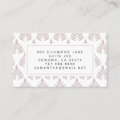 Modern eenvoudig typografie bladpatroonscript visitekaartje (Achterkant)