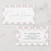 Modern eenvoudig typografie bladpatroonscript visitekaartje (Voorkant / Achterkant)