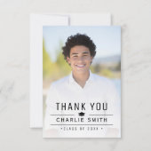 Modern eenvoudig typografie foto Afstuderen Bedankkaart (Voorkant)