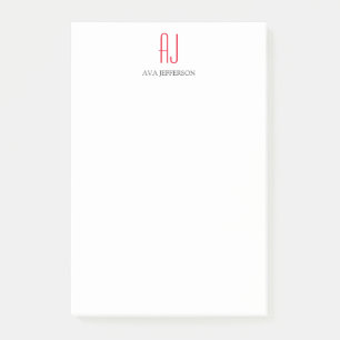 Modern eenvoudig verticaal eenvoudig wit rood mono post-it® notes