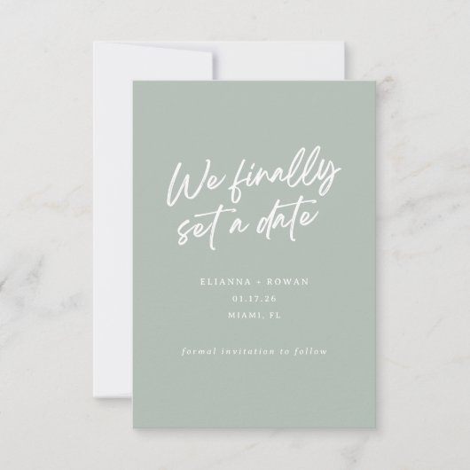 Modern eenvoudig We eindelijk instellen een datum  Save The Date (Voorkant)