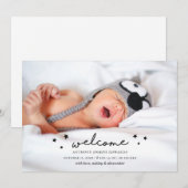 Modern eenvoudig welkom pasgeborene. Nieuwe geboor Aankondiging (Voorkant / Achterkant)