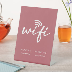 Modern Eenvoudig WiFi Netwerk Wachtwoord Stof Rood Reclamebord Met Voetstuk