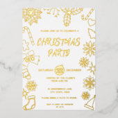 Modern Eenvoudig Wit en Goud Elegant Kerstfeest Folie Uitnodiging (Voorkant)