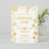 Modern Eenvoudig Wit en Goud Elegant Kerstfeest Folie Uitnodiging (Staand Voorkant)