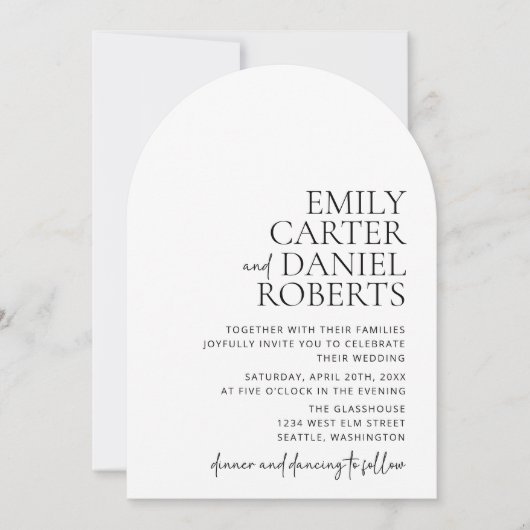 Modern, eenvoudig, wit en zwart, boog kaart (Voorkant)