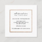 Modern Eenvoudig Wit Goud Glitter Diamantplein Vierkante Visitekaartje (Achterkant)