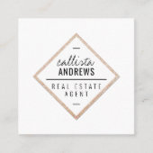 Modern Eenvoudig Wit Goud Glitter Diamantplein Vierkante Visitekaartje (Voorkant)