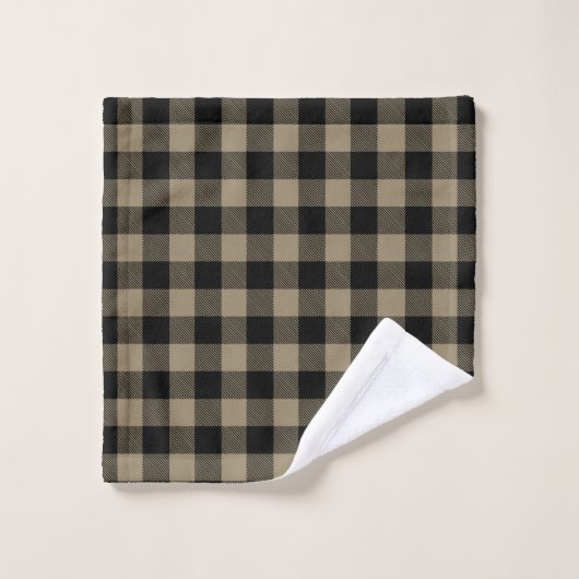 Modern Eenvoudig Zwart Bruin Buffel Plaid Bad Handdoek (Wasdoekje)
