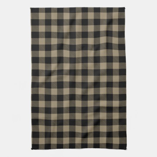 Modern Eenvoudig Zwart Bruin Buffel Plaid Theedoek (Verticaal)