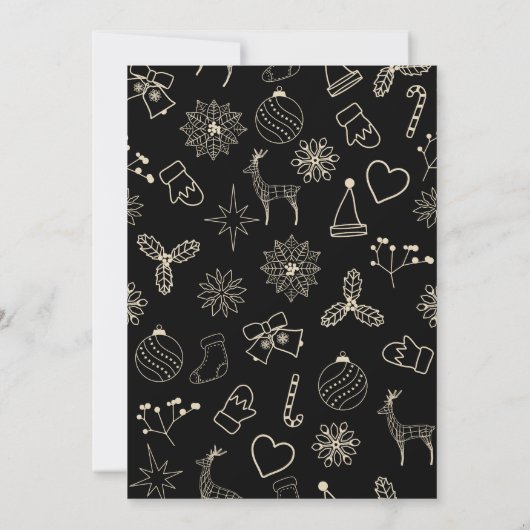 Modern Eenvoudig Zwart en Goud Elegant Kerstfeest Kaart (Achterkant)